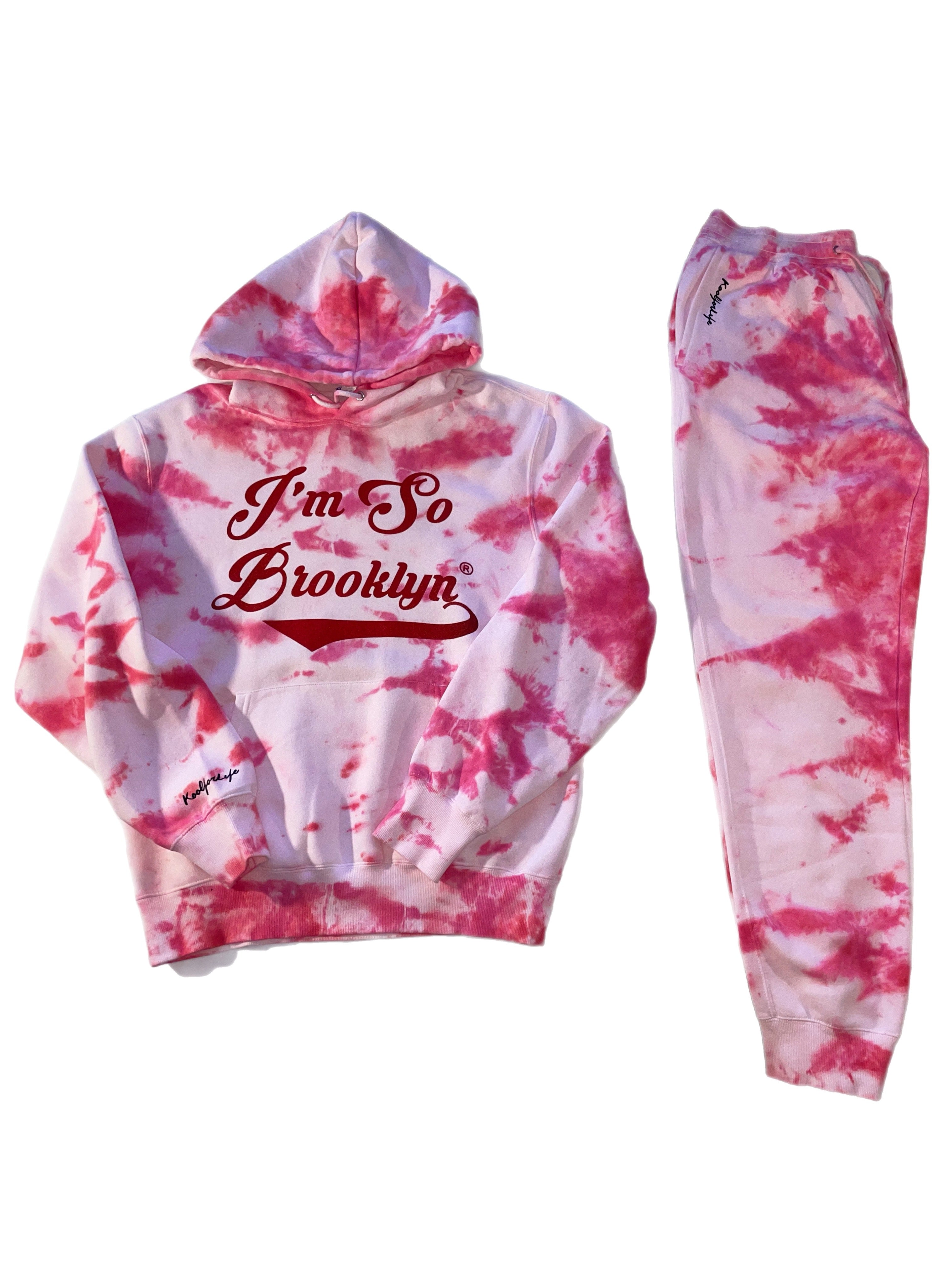 I'M SO BROOKLYN Sweatsuit White and Red Tye Dye