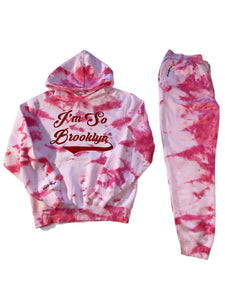 I'M SO BROOKLYN Sweatsuit White and Red Tye Dye
