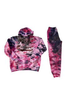I'M SO BROOKLYN Sweat Suit- Red and Black Tie Dye