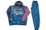 Load image into Gallery viewer, I&#39;M SO BROOKLYN Sweat Suit- /royal blue, navy blue and pink Tie-Dye
