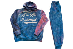 I'M SO BROOKLYN Sweat Suit- /royal blue, navy blue and pink Tie-Dye