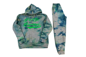 I'M SO BROOKLYN Sweat Suit- /royal blue and navy blue Tie-Dye