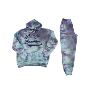 I’m So Brooklyn Tye Dye Sweatsuit/white and purple