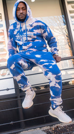Load image into Gallery viewer, I&#39;M SO BROOKLYN Sweat Suit- Royal/Grey Tie-Dye
