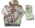 Load image into Gallery viewer, CROWN YOURSELF SIS Sweat Suit- Pink/Lavender Tie-Dye
