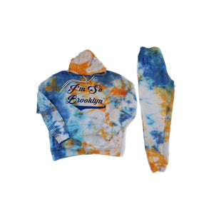 I’m So Brooklyn Tye Dye Sweatsuit/Royal blue and orange