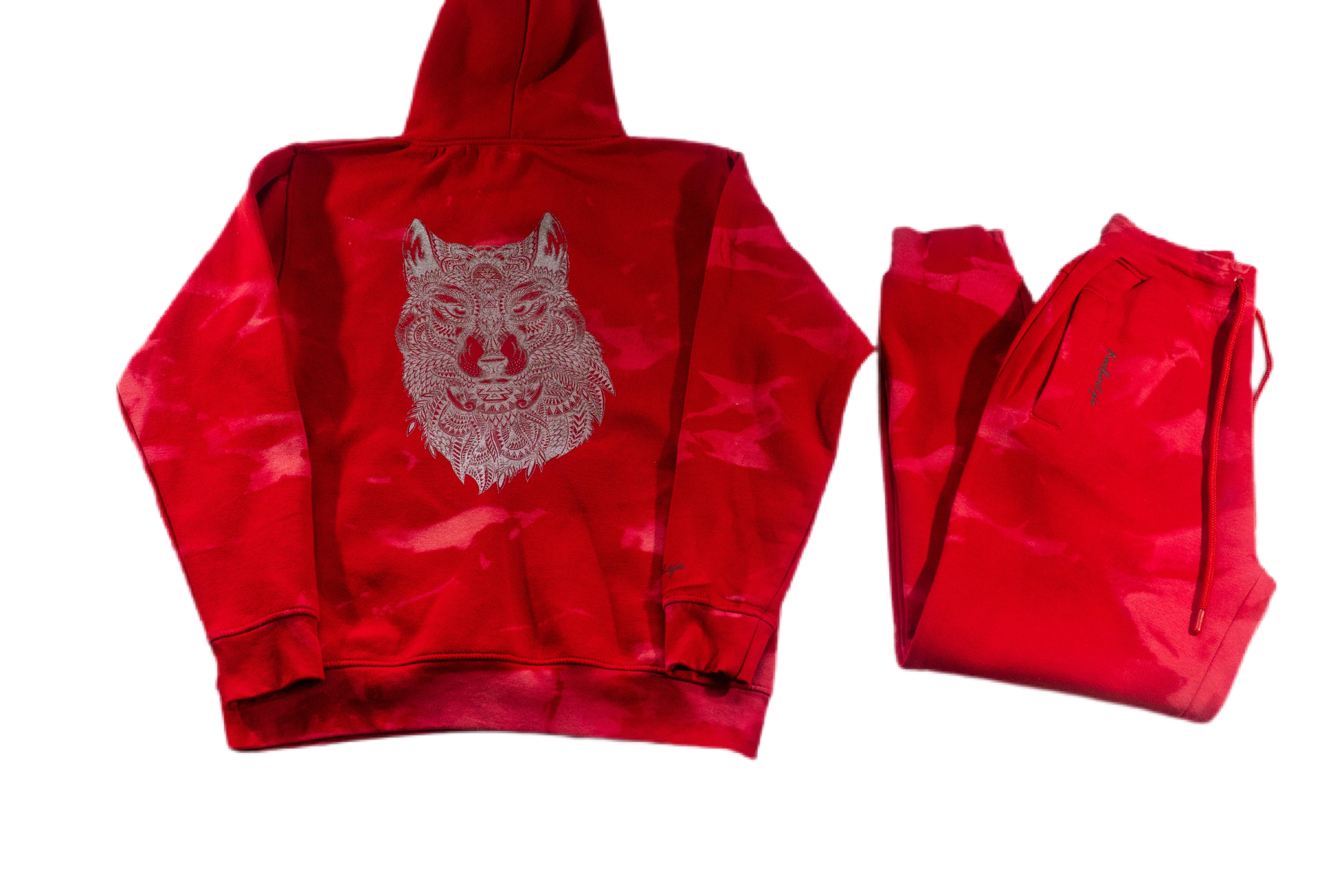 LOYALTY IS A LIFESTYLE Sweat Suit- Red Tie-Dye
