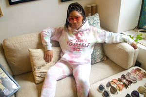 CROWN YOURSELF SIS Sweat Suit- Pink/Lavender Tie-Dye